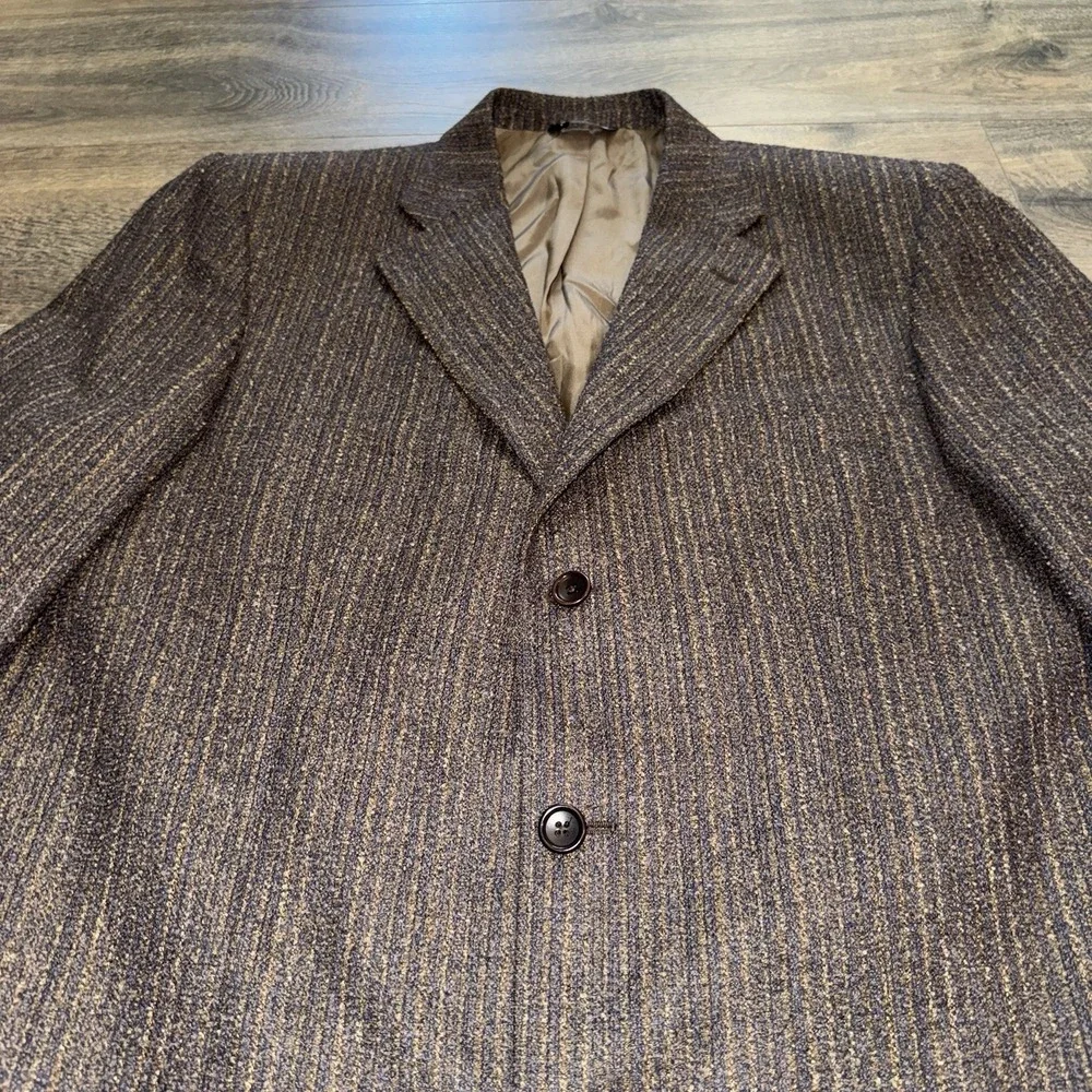 Alberto‎ Zimni Brown Herringbone Wool Tweed Blazer Sport Coat 44R Made In Italy